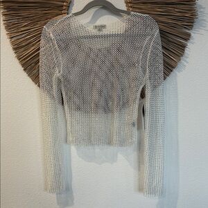 Elegant White Mesh Women's Blouse